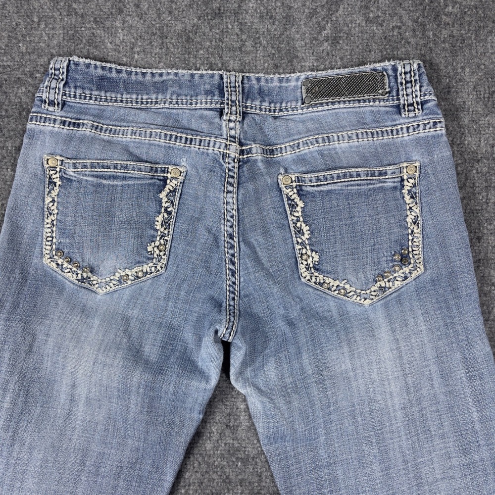Y2K Rock and Roll Cowgirl Low Rise Bootcut Jeans Womens 31x29 Blue W0-3632 - Picture 10 of 11